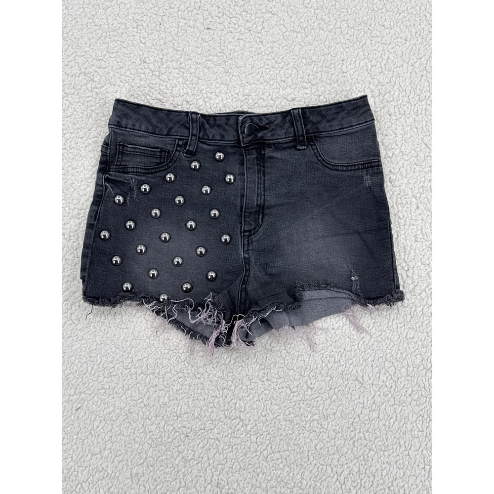 Sneak Peek Women's Size M Studded Distressed Y2K Black Cut Off Jean Shorts
